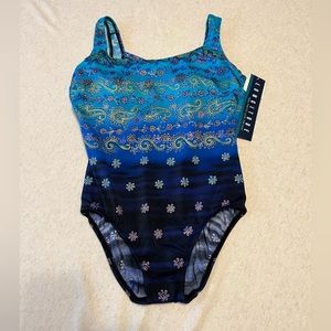 New Longitude X-Back Tank Long Torso One Piece Swimsuit Alibaba Boho Size 10